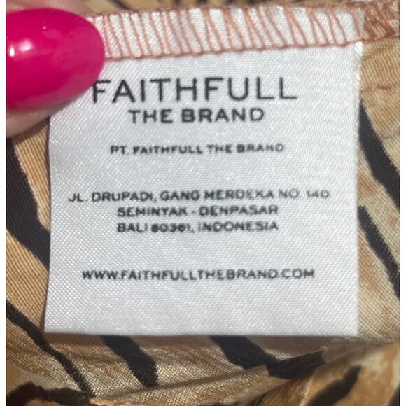 Faithfull The Brand Animal Print Dress Smocked Back And Sleeves Side Zip Size 8 - Picture 4 of 6